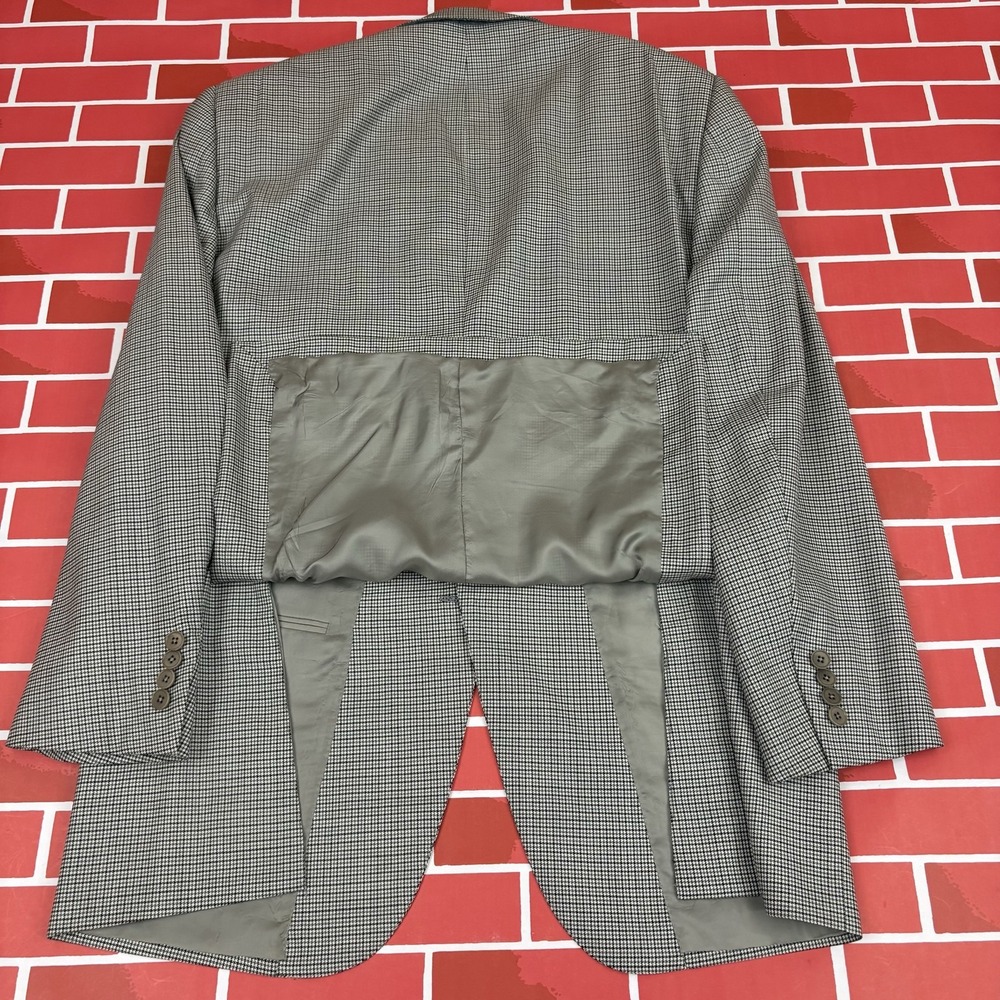 Ermenegildo Zegna Trofeo Blazer Houndstooth Sport Coat Men's 54 R Wool Black - Picture 10 of 13